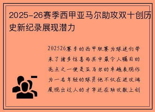 2025-26赛季西甲亚马尔助攻双十创历史新纪录展现潜力